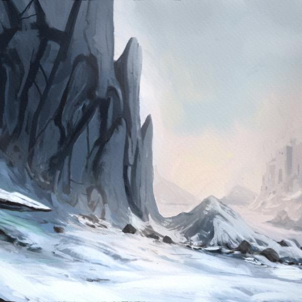 Imaginary snow landscape